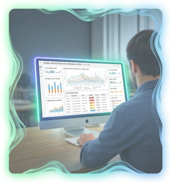Dashboard de análise de dados em monitor, representando soluções de inteligência de dados da 3Works